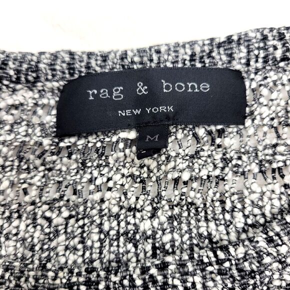 Rag & Bone Black White Sweater Open Knit Boxy Relaxed Women's Size Medium Casual - Picture 2 of 16